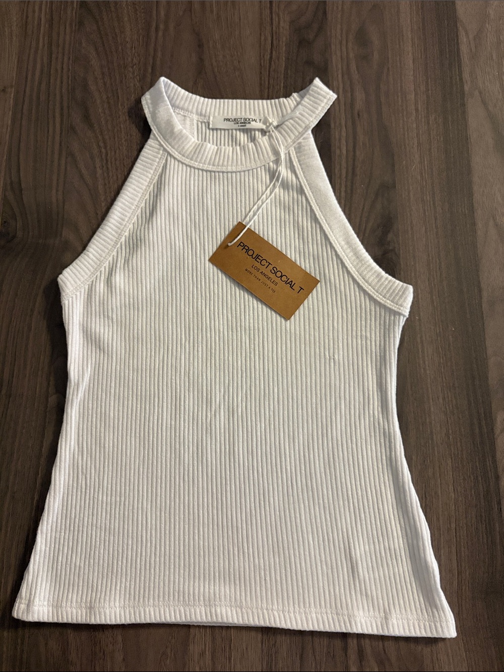 Project Social T White Ribbed Halter Tank - Picture 2 of 12